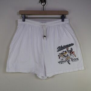 Vintage 1993 MLB Chicago White Sox Looney Tunes Graphic Shorts M White Cotton